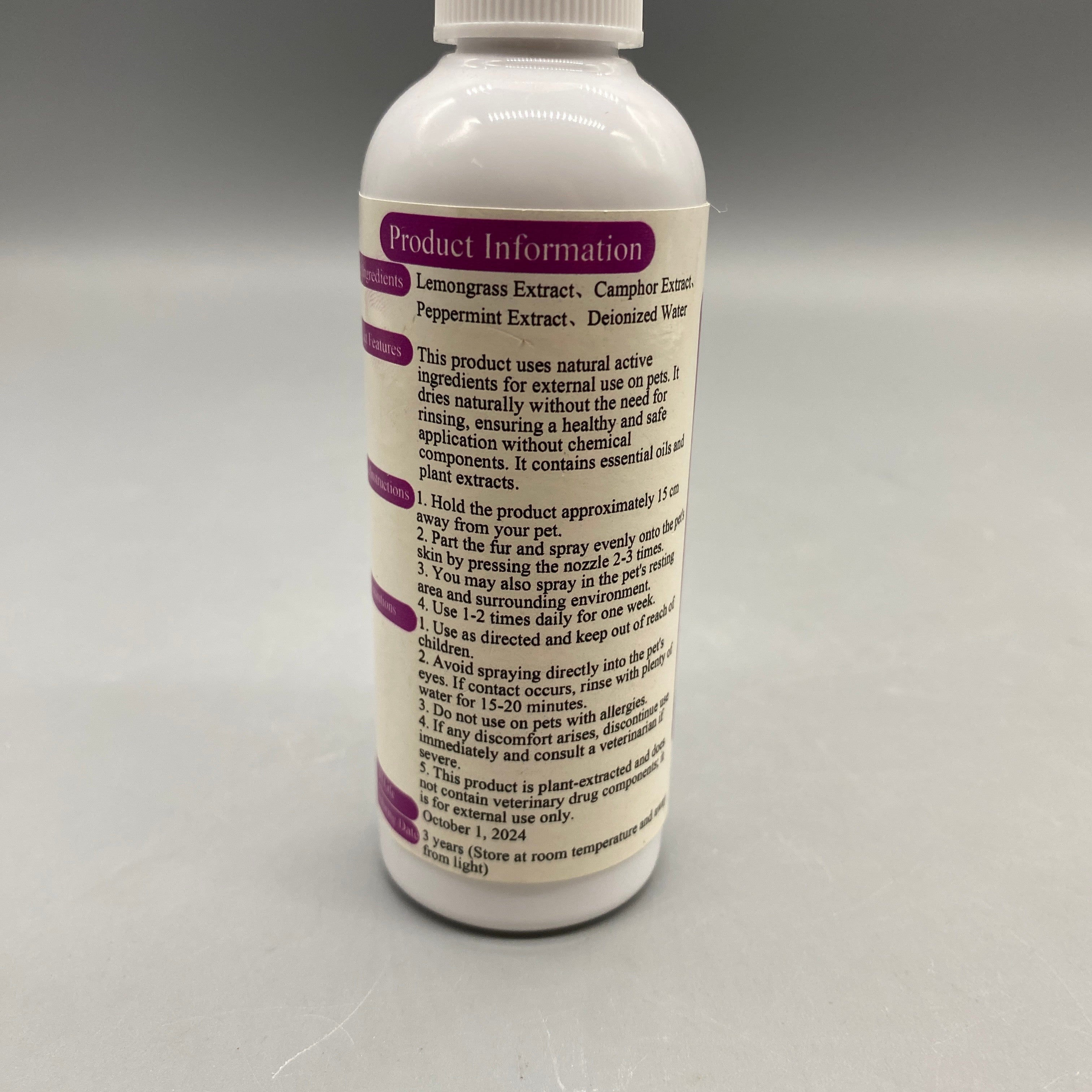 BQOGRTR Animal repellents, 120ml Lemongrass, Camphor & Mint Extracts, No-Rinse Formula, Safe for External Use, Chemical-Free