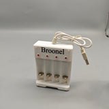 Broonel Battery Chargers, USB 4-Slot Charger for AA/AAA Rechargeable Batteries, DC 5V Input, Compact 6.5×8×2cm Design, Smart Charging Protection for NiMH/NiCd Cells