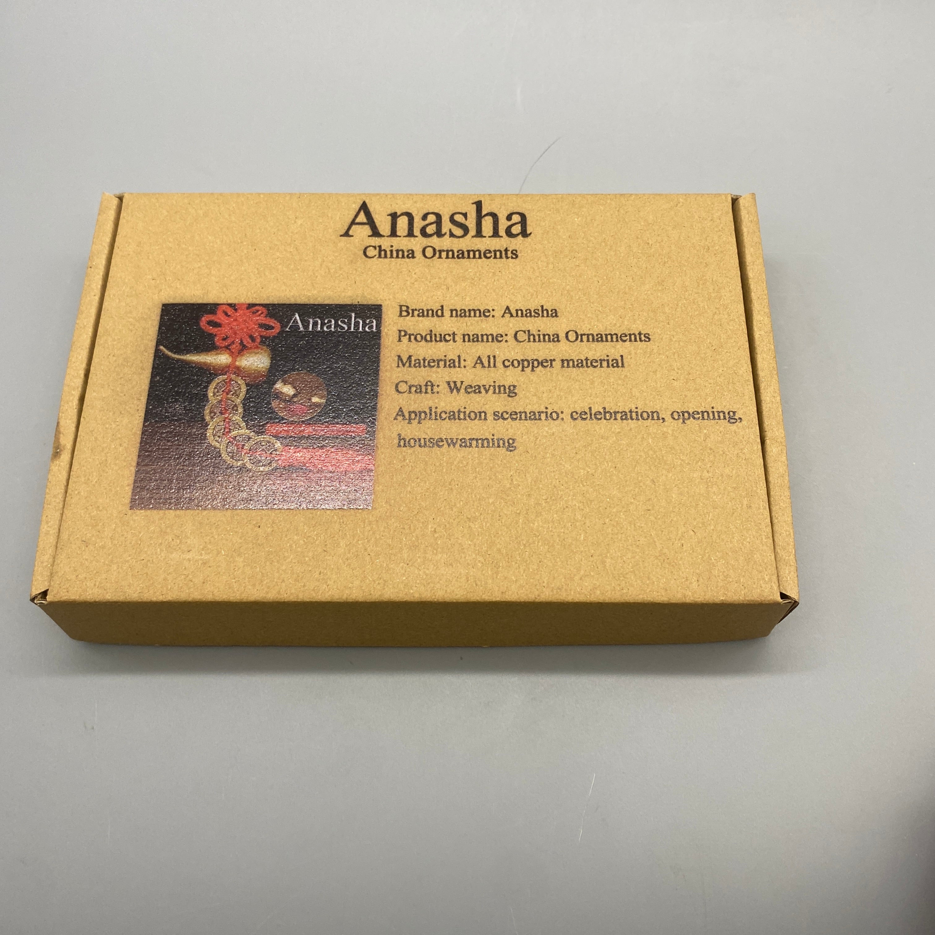 Anasha China Ornaments - Set of 2 - Copper Gourd and Five Antique Coins - Traditional Chinese Knot Design