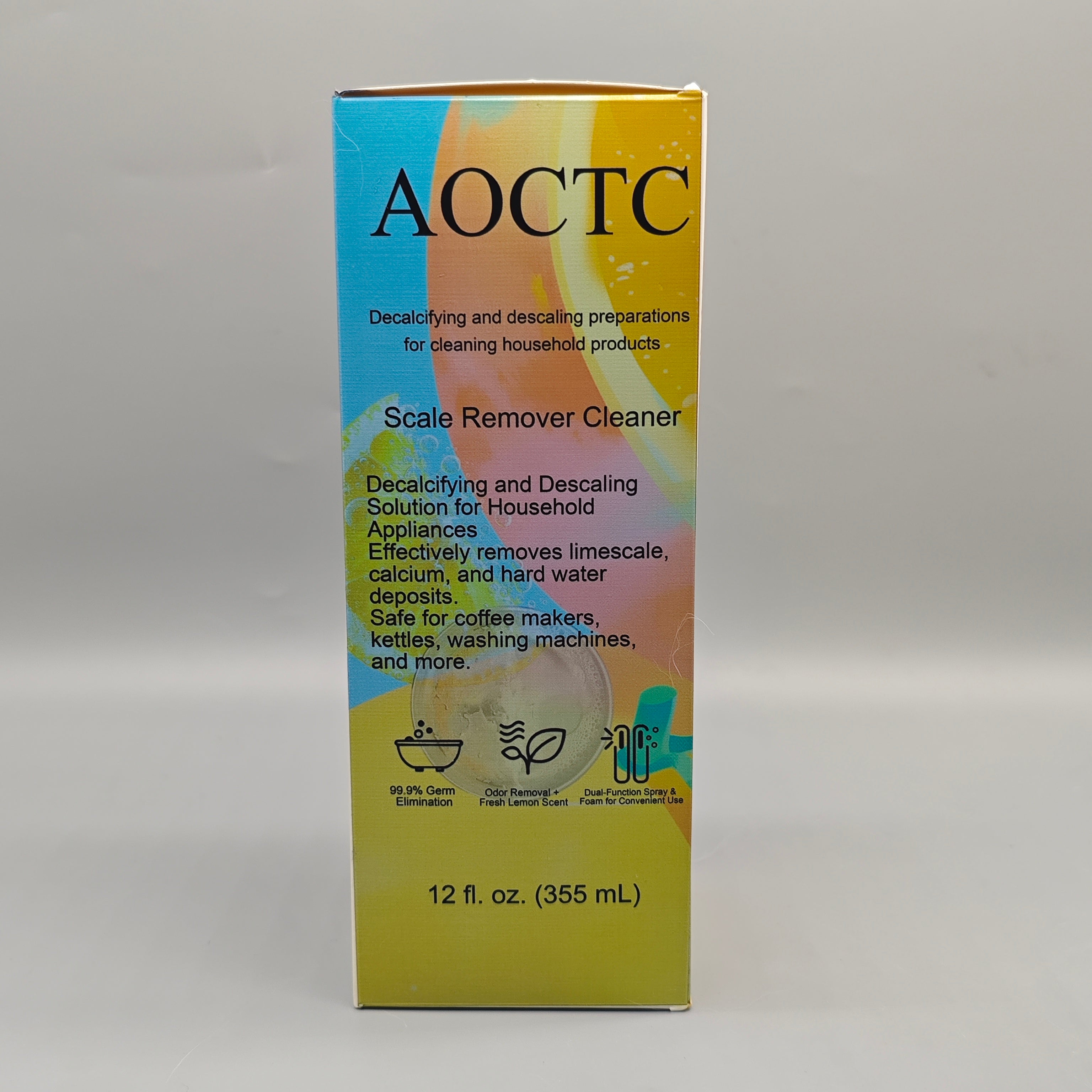 AOCTC Decalcifying and Descaling Preparations for Cleaning Household Products, 12 fl oz Dual-Action Spray & Foam, Removes Limescale, Calcium, Hard Water Deposits, Safe for Coffee Makers, Kettles, Washers