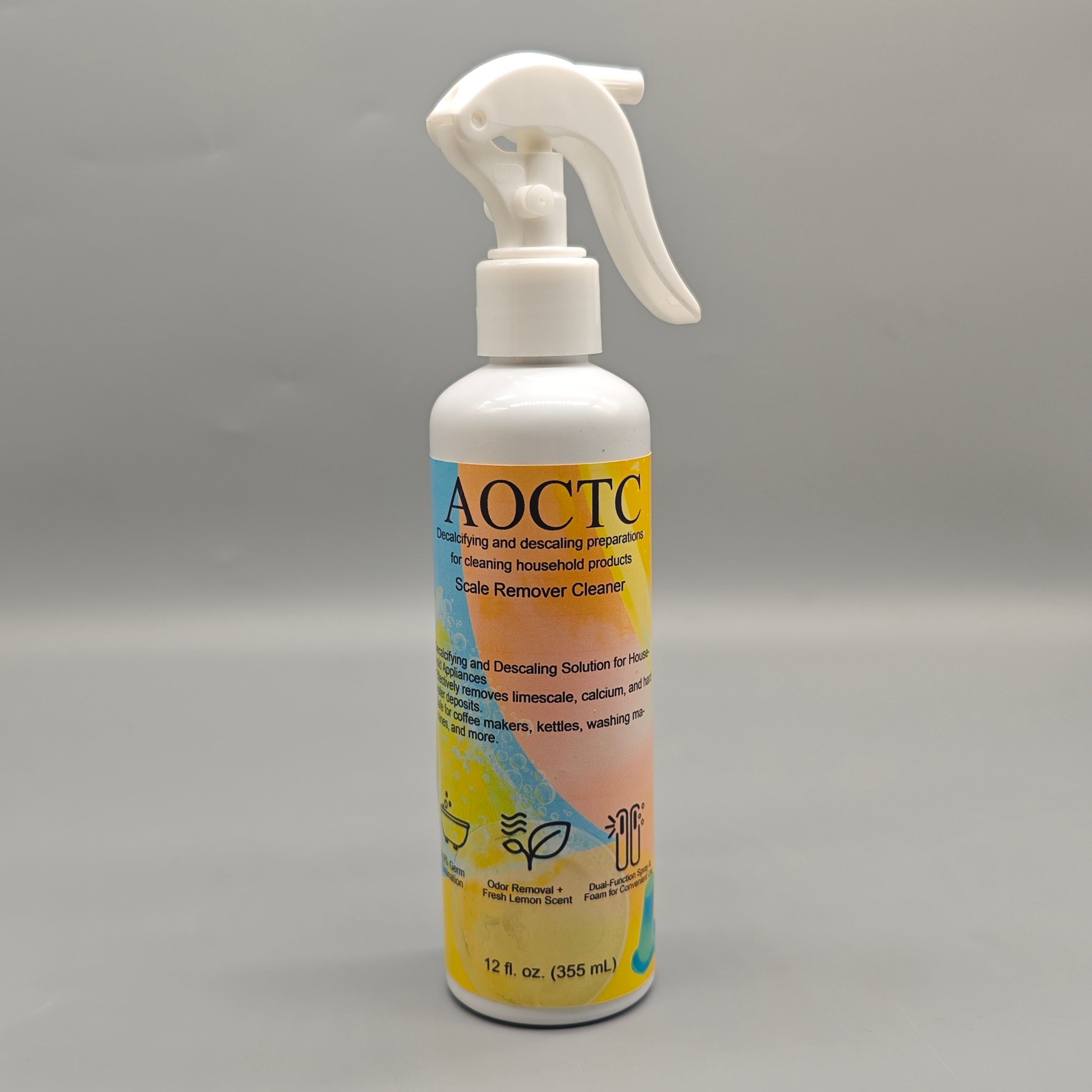 AOCTC Decalcifying and Descaling Preparations for Cleaning Household Products, 12 fl oz Dual-Action Spray & Foam, Removes Limescale, Calcium, Hard Water Deposits, Safe for Coffee Makers, Kettles, Washers