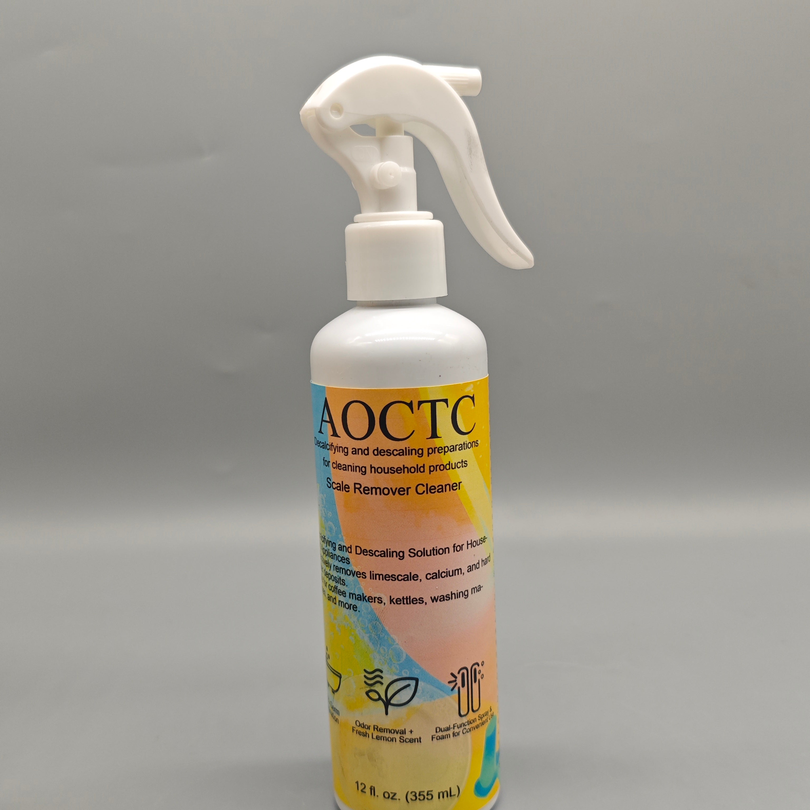 AOCTC Decalcifying and Descaling Preparations for Cleaning Household Products, 12 fl oz Dual-Action Spray & Foam, Removes Limescale, Calcium, Hard Water Deposits, Safe for Coffee Makers, Kettles, Washers