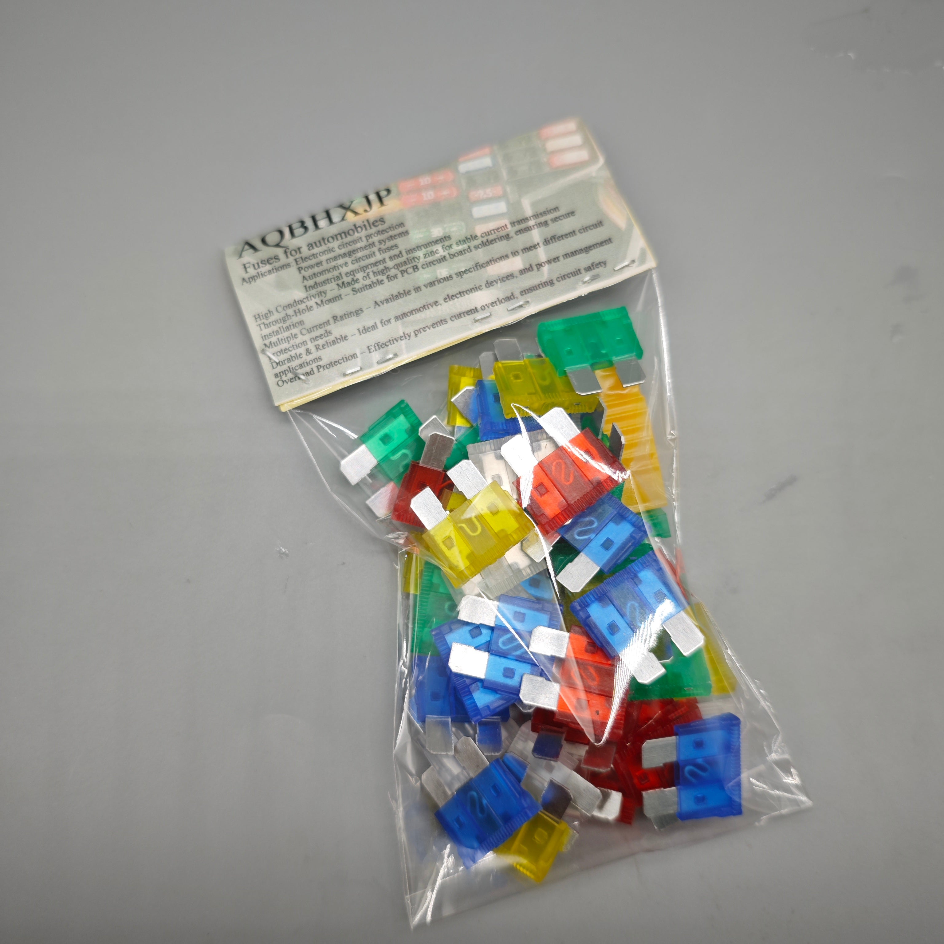 AQBHXJP Fuses for automobiles – 30PCS, Multi-Current Ratings (2A-30A), Zinc Material, Color-Coded, 5×3.5×0.8in, Universal Car Fuse Set