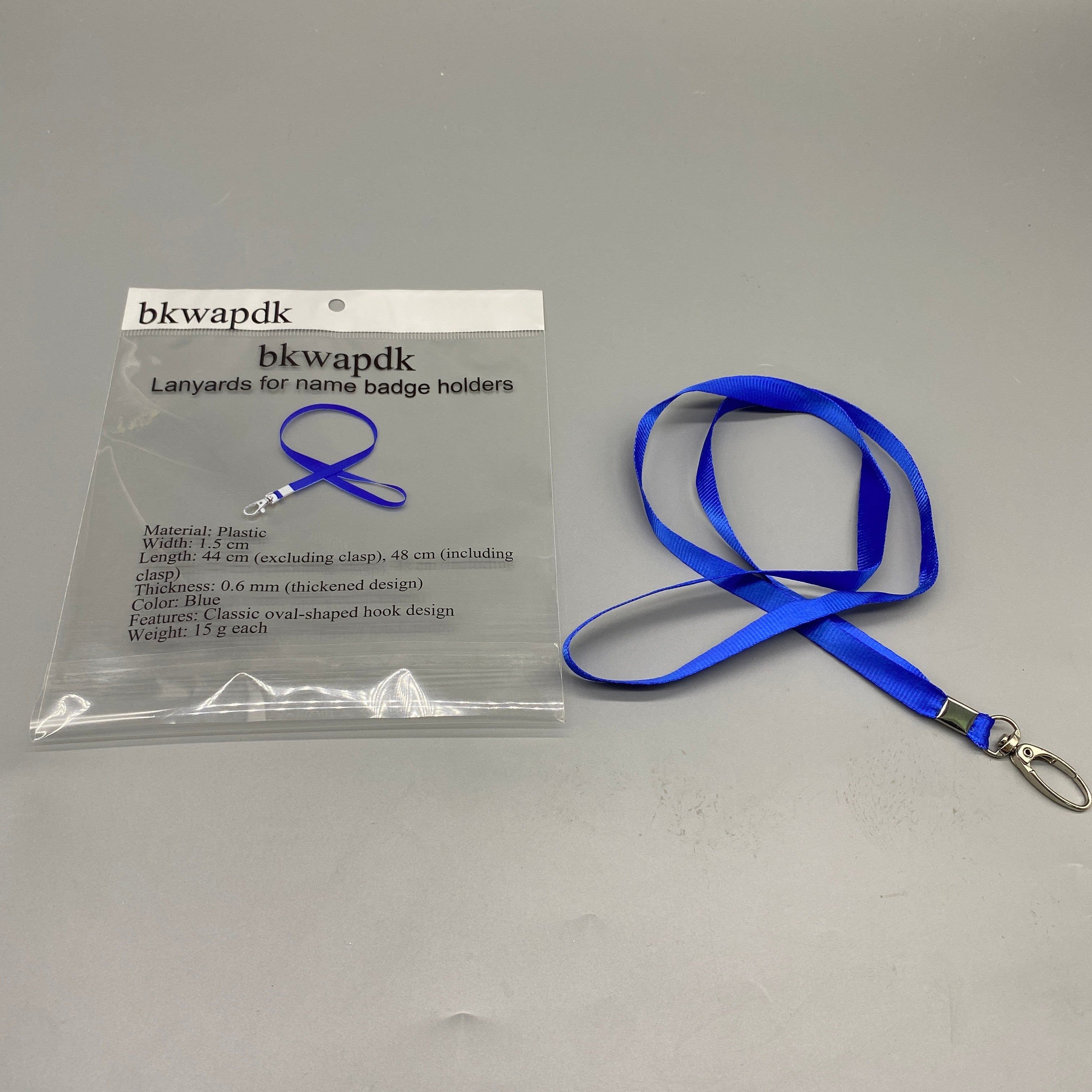 bkwapdk Lanyard for Name Badge Holders, Plastic, 1.5 cm Wide, 44-48 cm Adjustable Length, Classic Oval Hook, 0.6 mm Thickened Design