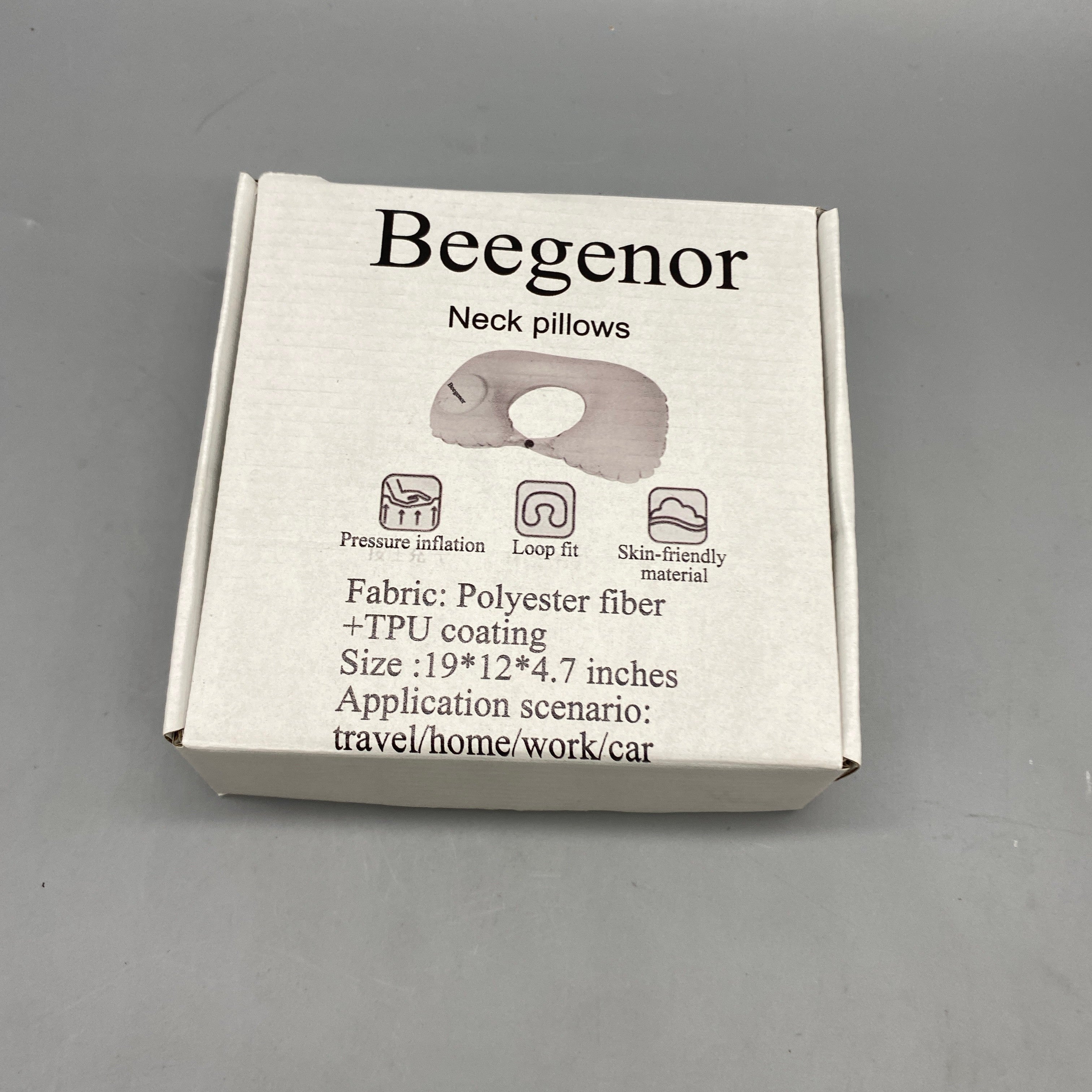 Beegenor Neck Pillow, Pressure Infusion Design, Skin-Friendly Polyester Fiber + TPU Coating, Travel, Home, Work, Car Use