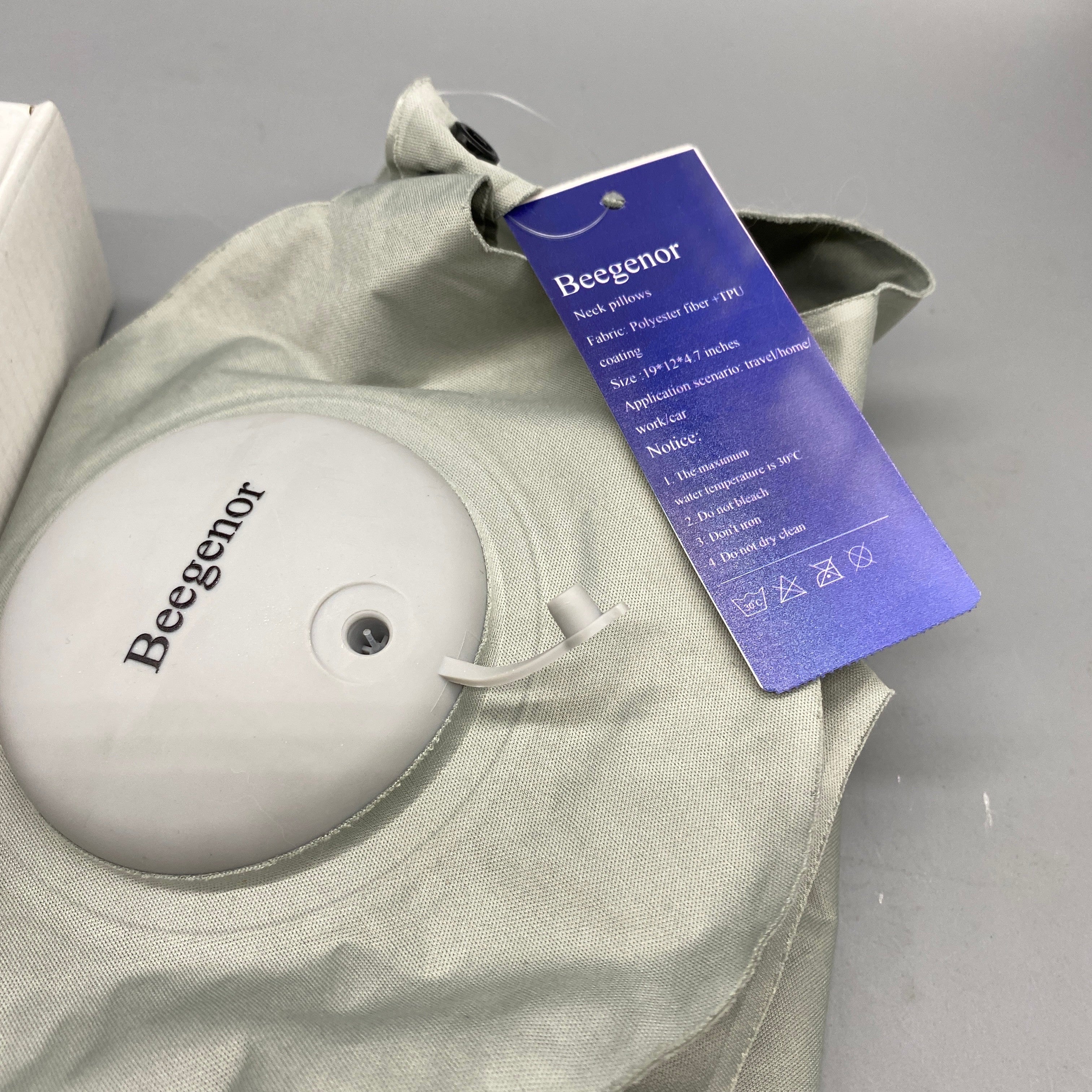 Beegenor Neck Pillow, Pressure Infusion Design, Skin-Friendly Polyester Fiber + TPU Coating, Travel, Home, Work, Car Use