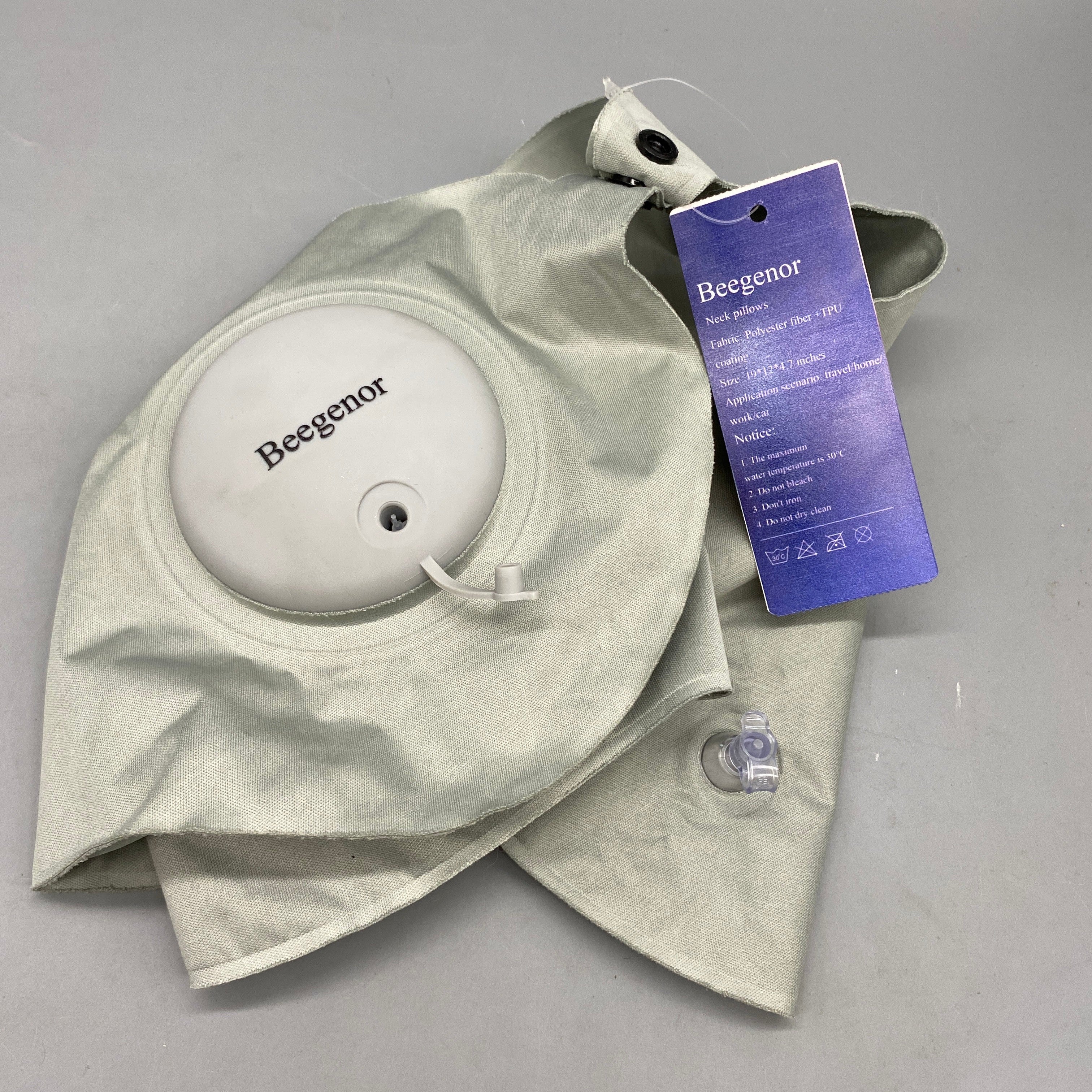Beegenor Neck Pillow, Pressure Infusion Design, Skin-Friendly Polyester Fiber + TPU Coating, Travel, Home, Work, Car Use
