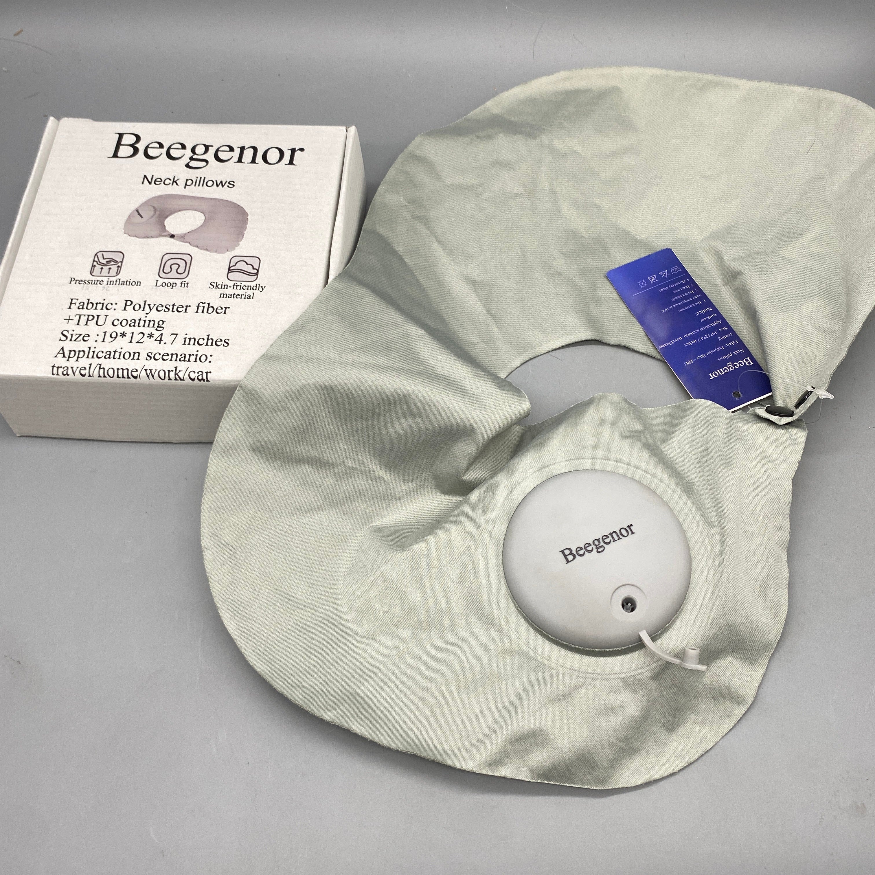 Beegenor Neck Pillow, Pressure Infusion Design, Skin-Friendly Polyester Fiber + TPU Coating, Travel, Home, Work, Car Use