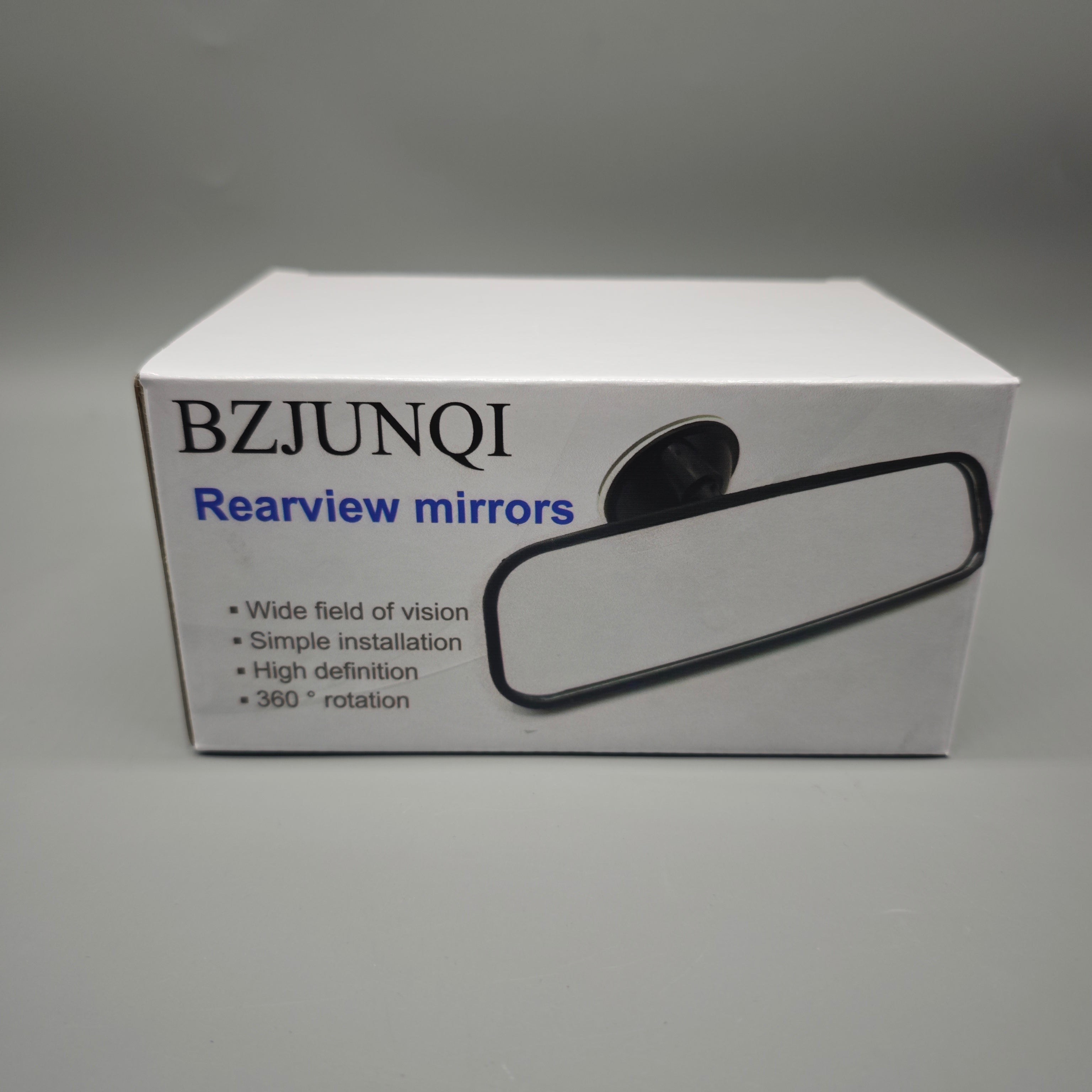 BZJUNQI Rearview Mirror – 360° Rotating Wide-Angle HD Mirror, Easy Suction Cup Installation, Black, 20×6×6.5cm