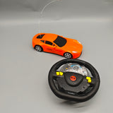 AuraBot Remote-Controlled Toy Vehicles, 180×70×40mm Orange Sports Car with Steering Wheel Controller, Realistic RC Racing Car for Kids