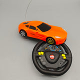 AuraBot Remote-Controlled Toy Vehicles, 180×70×40mm Orange Sports Car with Steering Wheel Controller, Realistic RC Racing Car for Kids