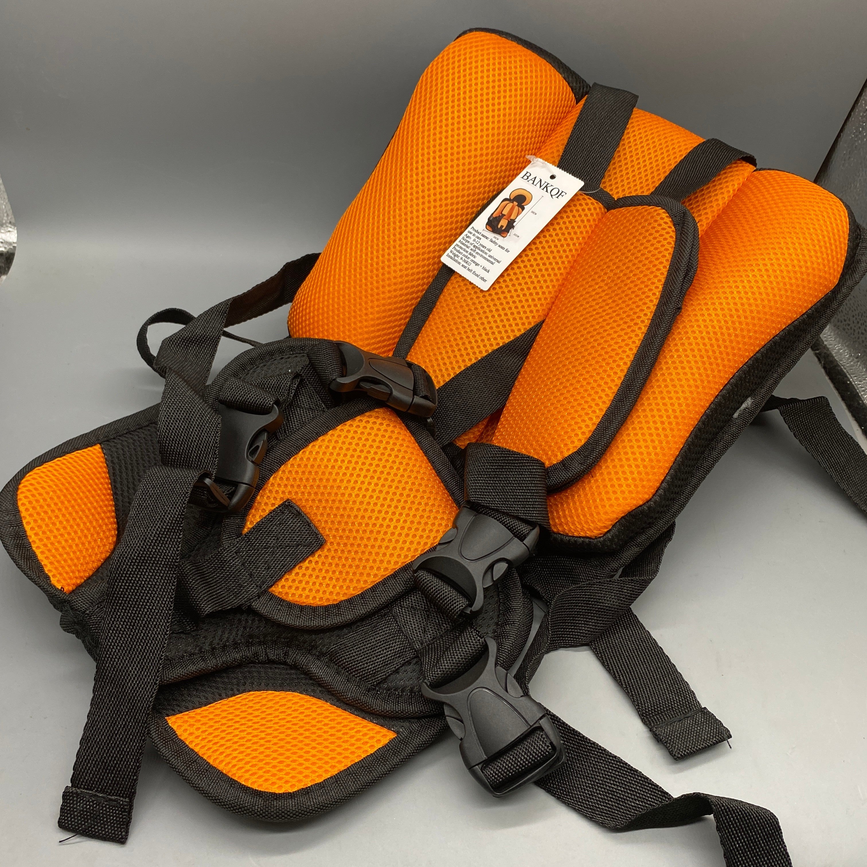 BANKQF Safety Seats for Use in Cars, 0-12 Years, Universal Fit, Soft Eco-Friendly Fabric, Orange + Black