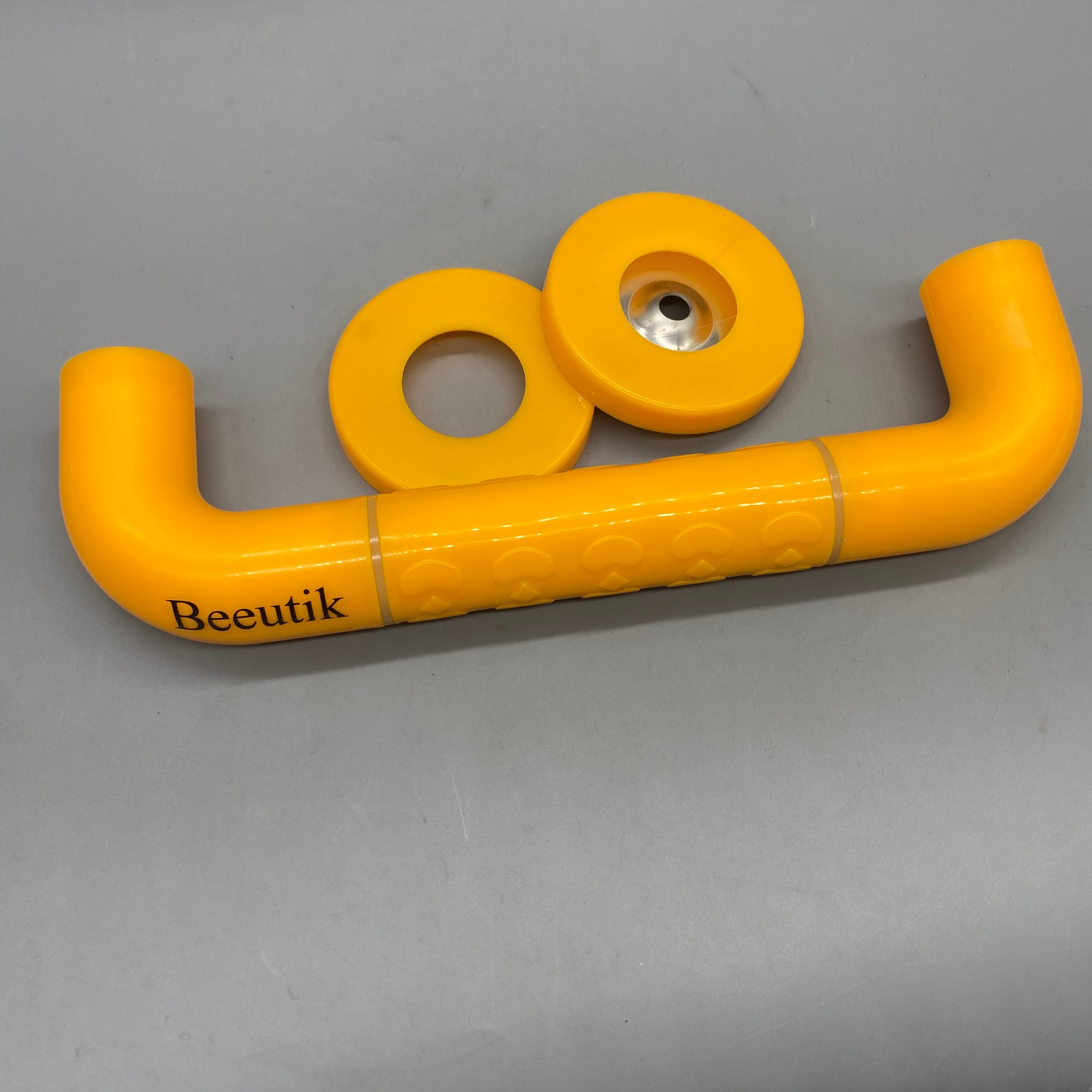 Beeutik Shower grab bars of metal, 30cm, High-Strength Antibacterial Nylon, Stainless Steel Core, 33mm Outer Tube, White/Yellow