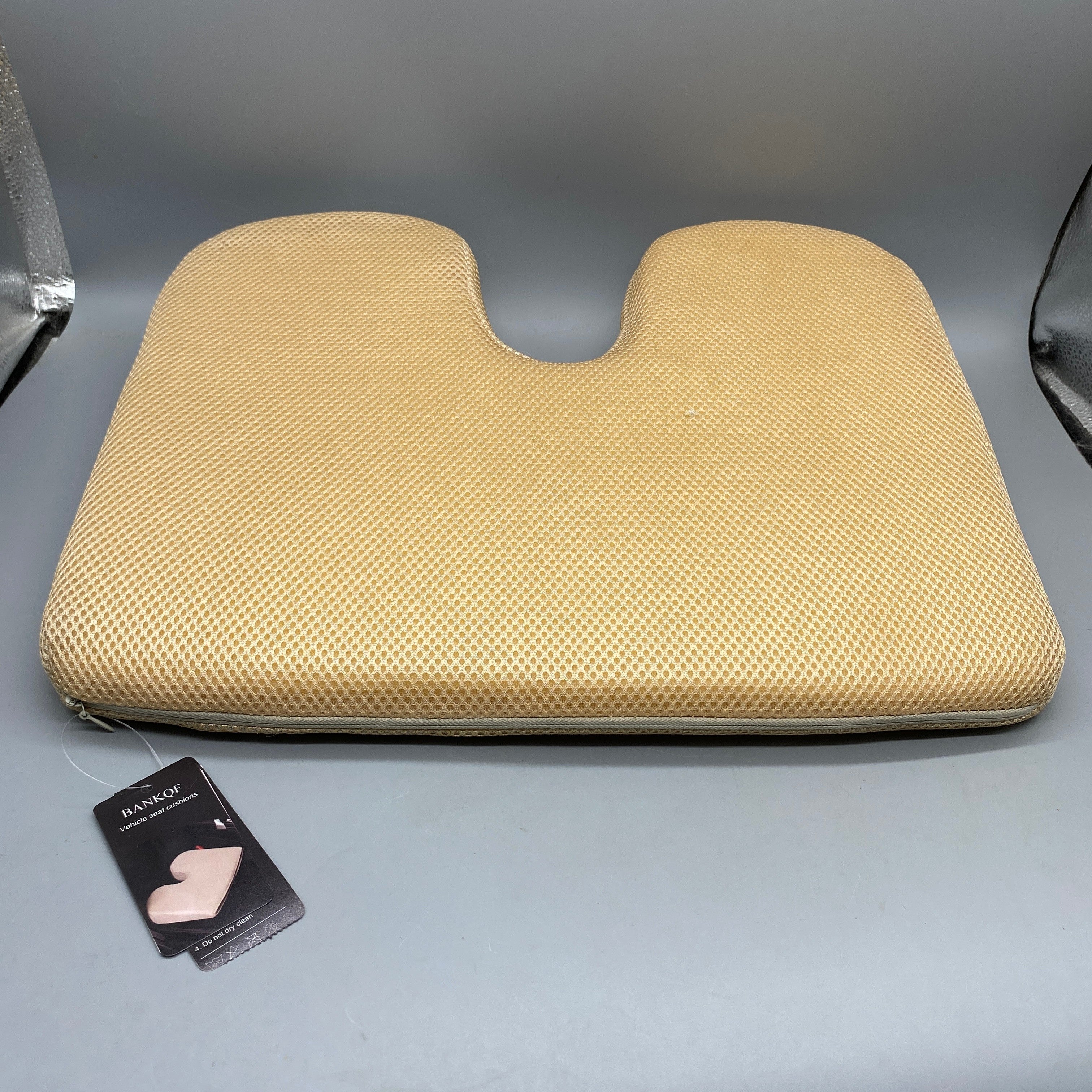 BANKQF Vehicle Seat Cushions, Memory Foam, Beige, 16×13.4×3.15 Inches, Comfortable Car Seat Pads