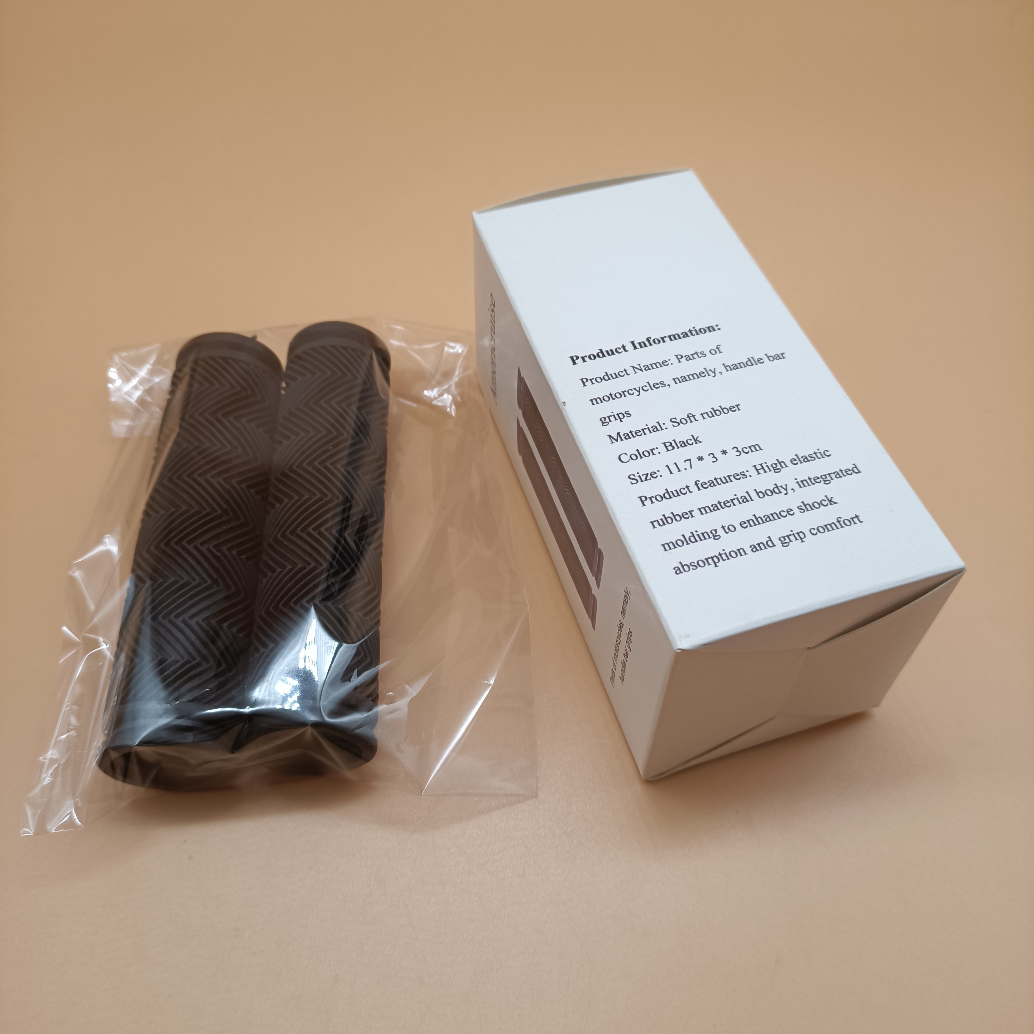 Americruise Motorcycle Handle Bar Grips, Premium Soft Rubber, Black, 11.7cm, Enhanced Comfort and Shock Absorption