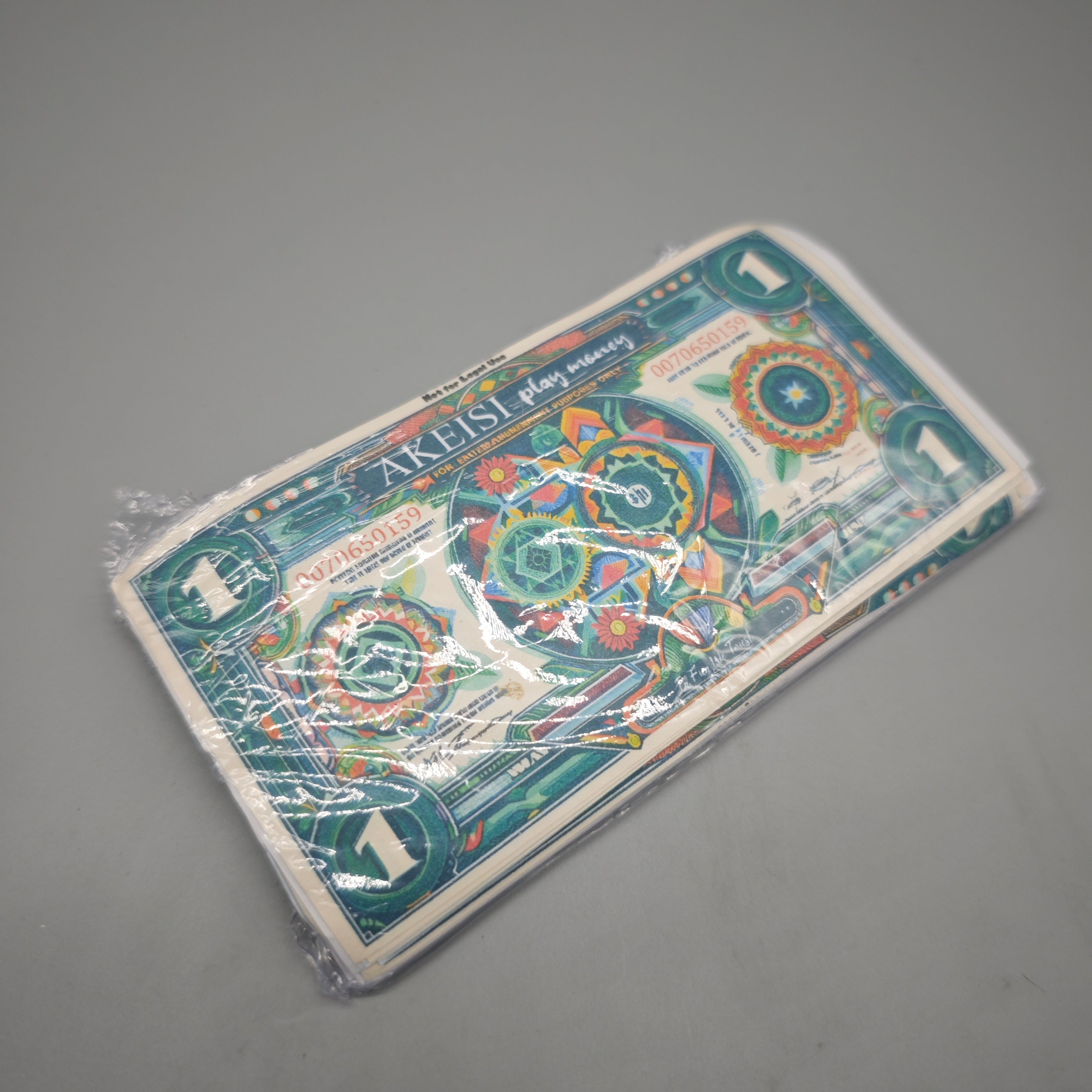 AKEISI Play Money – 100 Sheets of 1 Dollar Bills, 15x7cm, Bright & Colorful Design, Durable & Non-Toxic, Perfect for Games, Education, & Role Play