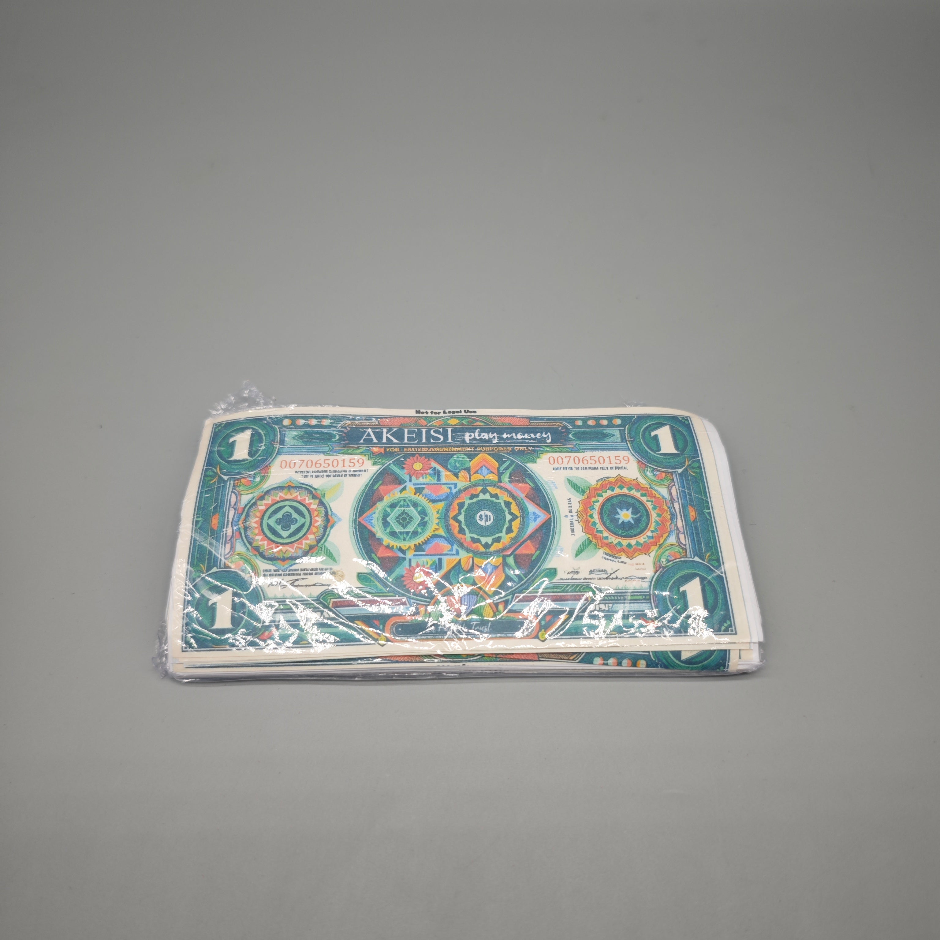 AKEISI Play Money – 100 Sheets of 1 Dollar Bills, 15x7cm, Bright & Colorful Design, Durable & Non-Toxic, Perfect for Games, Education, & Role Play