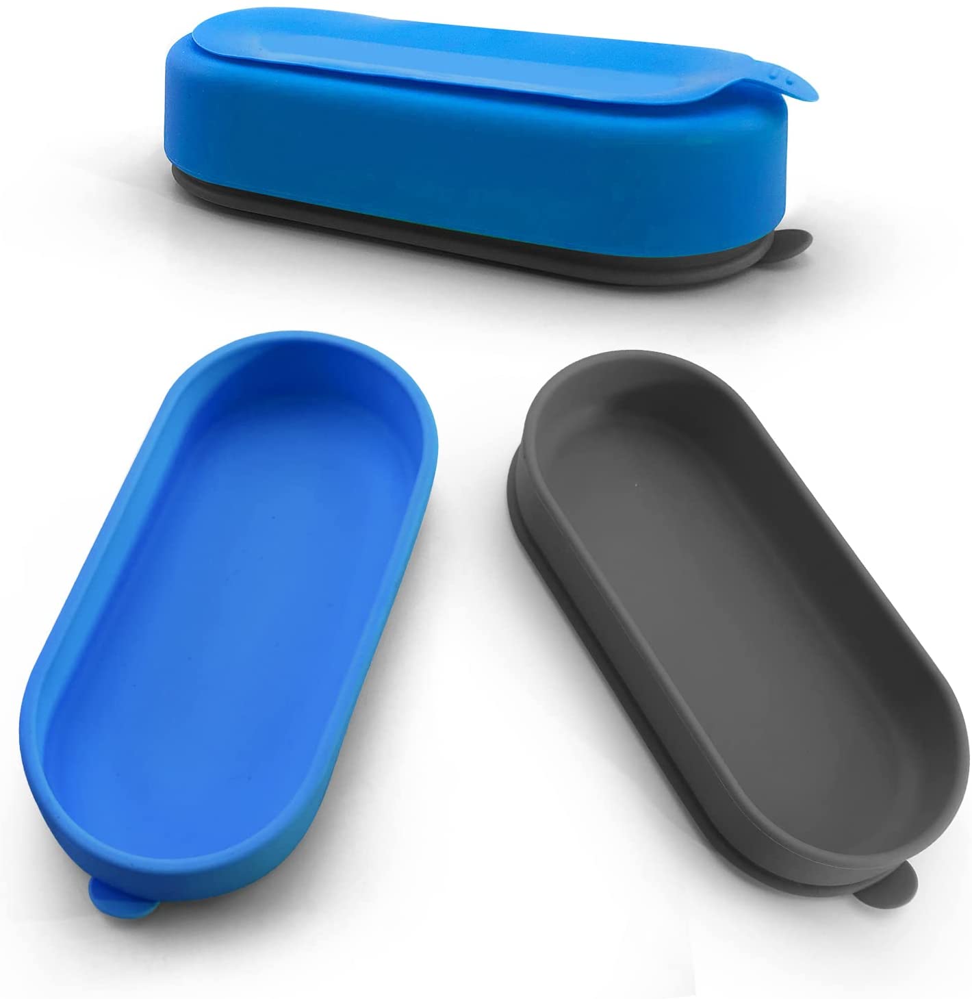 Baby Bowls with Suction, 2 in 1 Silicone Toddler Plate for Baby, Stick To High Chair Trays and Table,Compact Design-Bright Blue