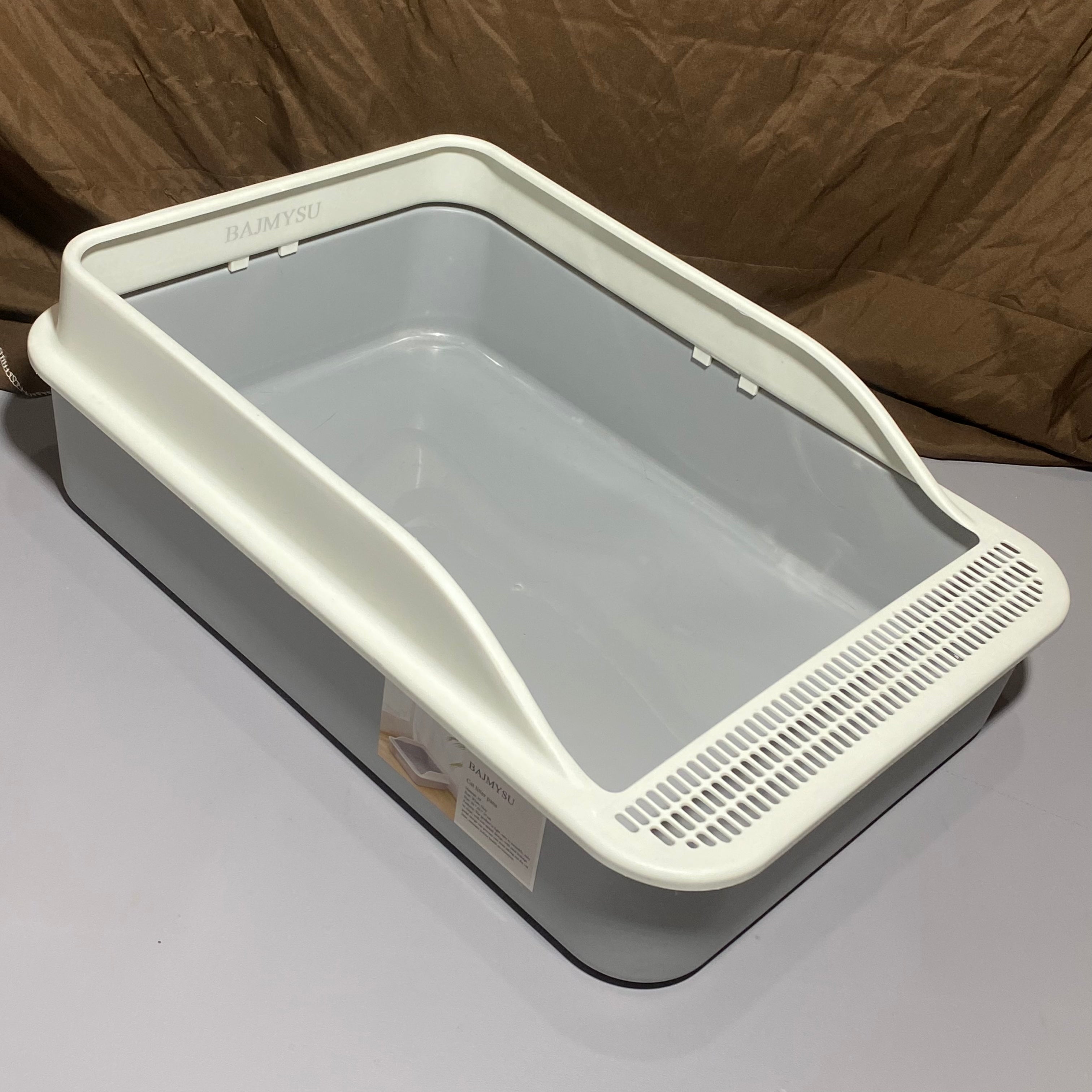 BAJMYSU Cat litter pans,Stain Free, Rustproof,White, Gray
