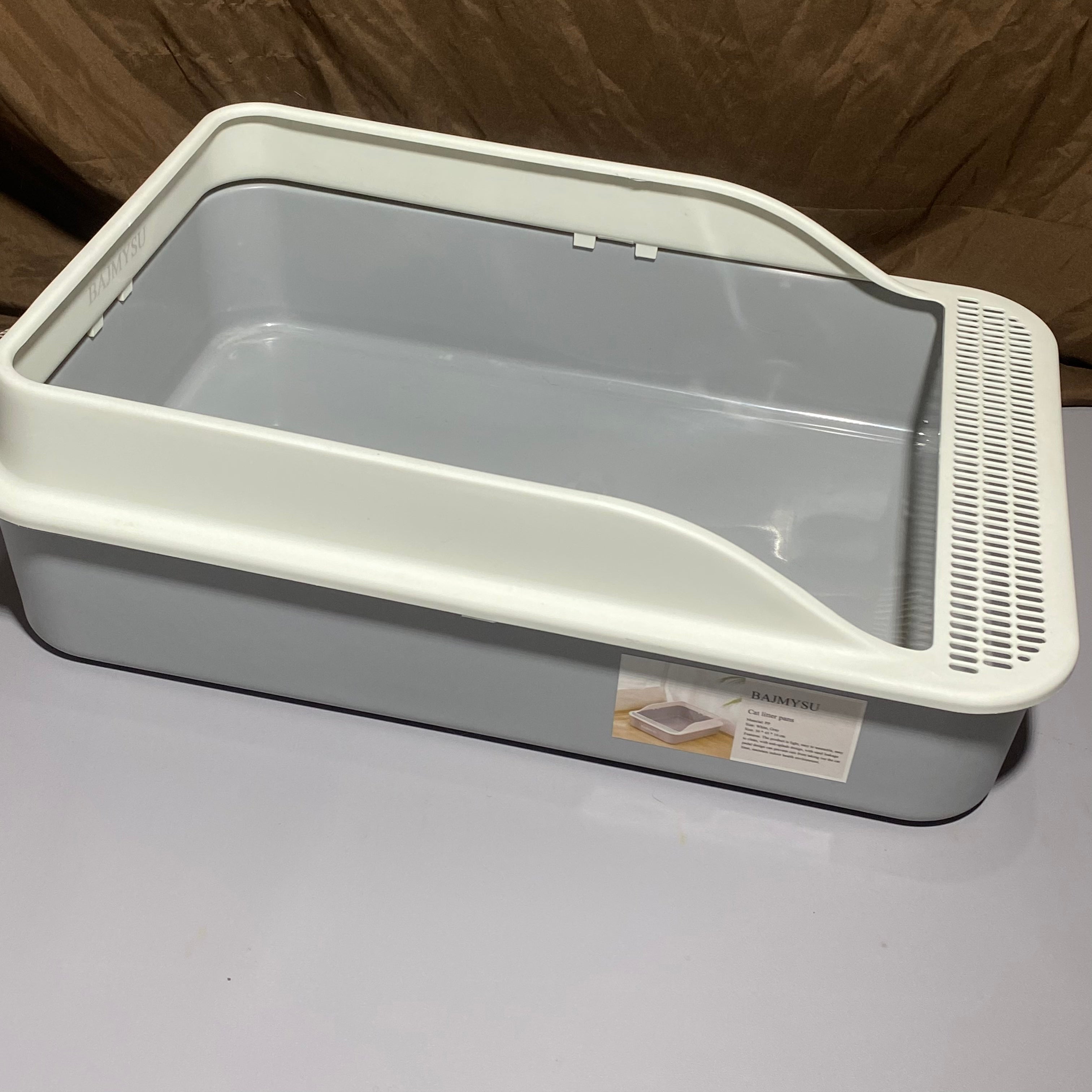 BAJMYSU Cat litter pans,Stain Free, Rustproof,White, Gray