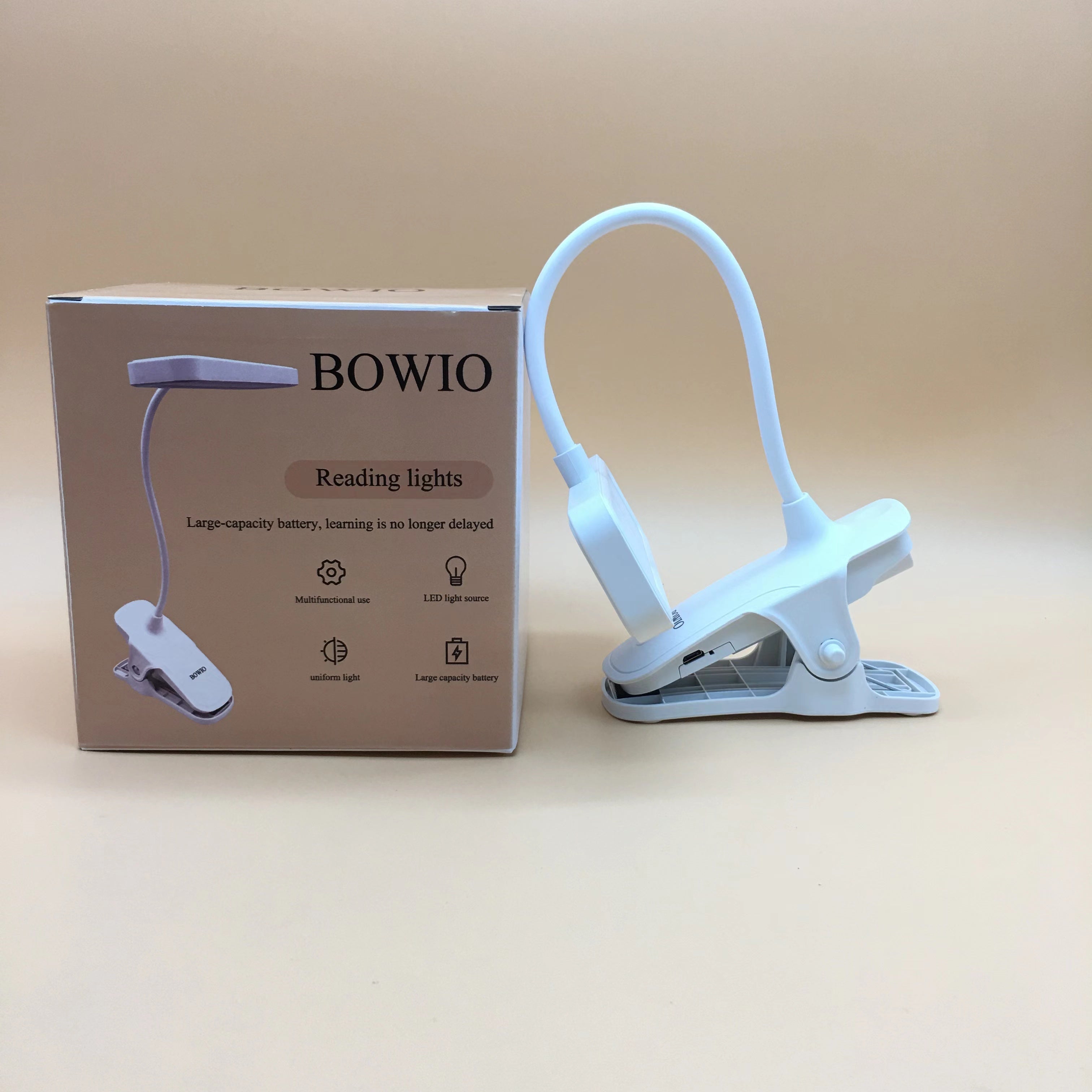 BOWIO LED Rechargeable Book Light, Clip on Reading Lights for Reading in Bed. Perfect for Readers & Kids