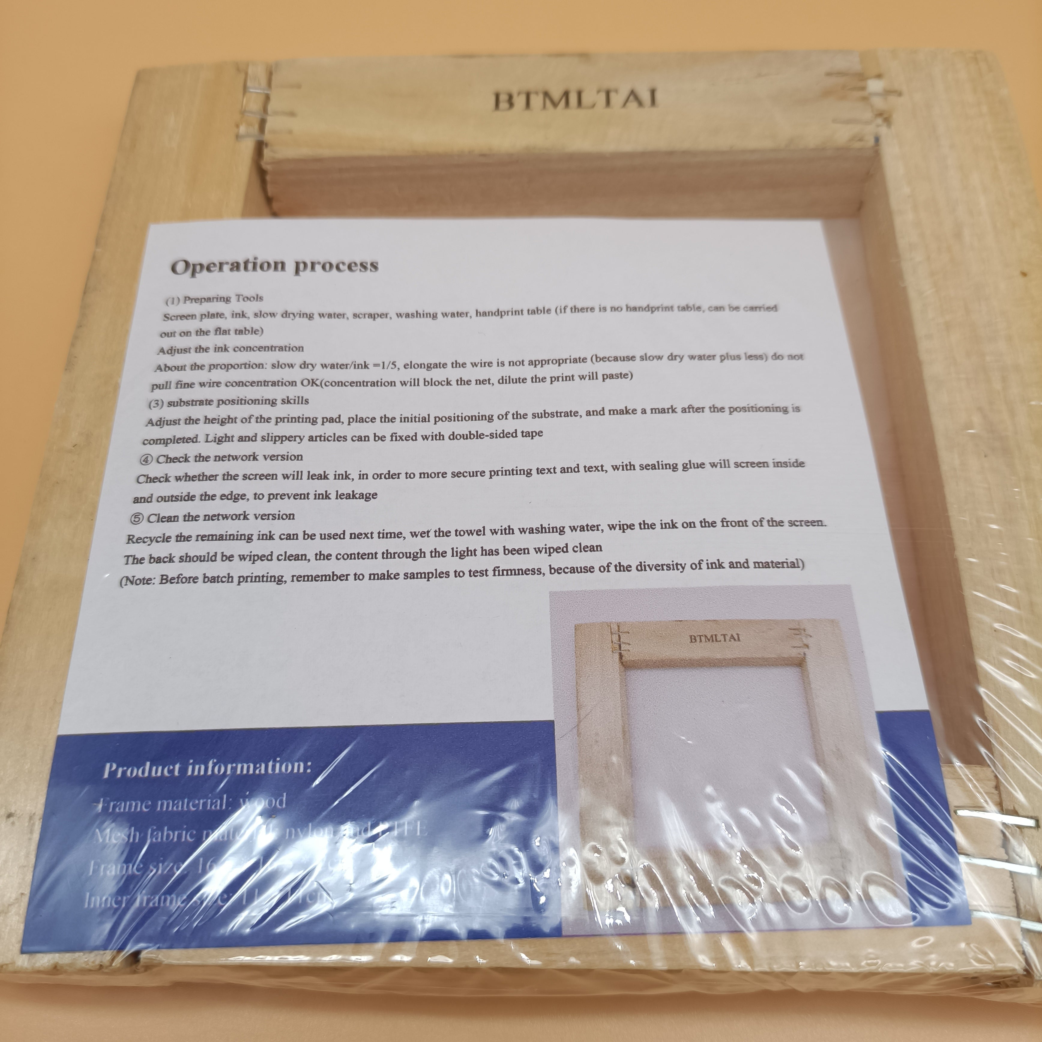 BTMLTAI Silk screen prints,16.5*16.5 cmWood Frame, White Mesh(1 Pack)