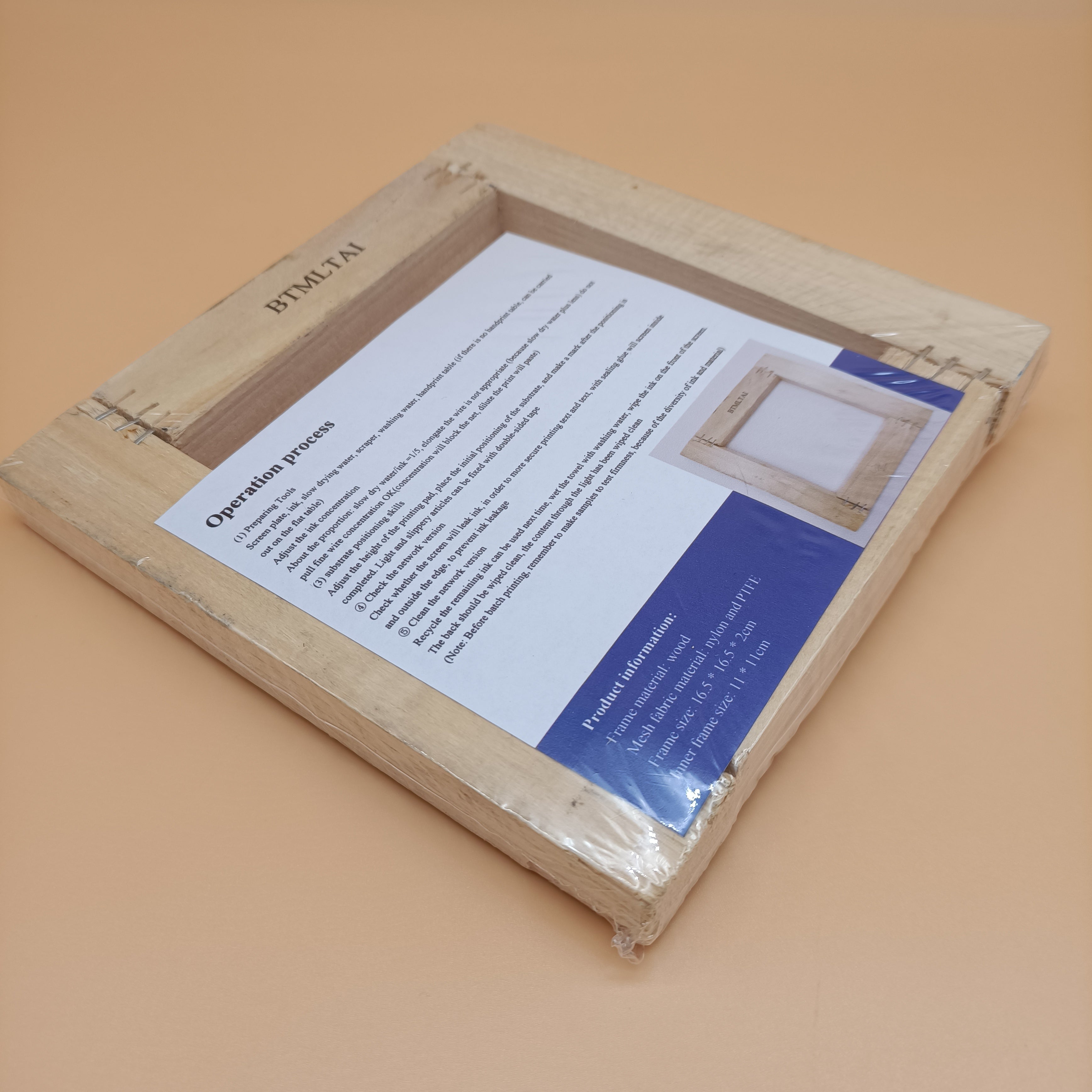 BTMLTAI Silk screen prints,16.5*16.5 cmWood Frame, White Mesh(1 Pack)