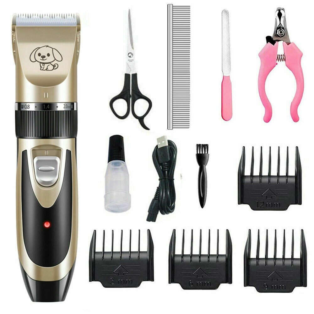 Dog Cat Pet Grooming Kit Rechargeable Cordless Electric Hair Clipper Trimmer Set