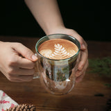 Creative Double-Layered Christmas Star Wishing Cup - Household Glass Mug with Lid and Handle, Cute Milk Water Cup, INS