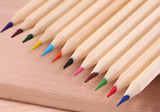 Natural Wood Barrel Colored Pencils - Eco-Friendly Pure Color Pencils for Children’s Drawing and Doodling - Hexagonal Barrel, 12 Colors