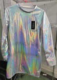VISKEY Shiny Long Sleeve Dress for Women Night Party Rave Cocktail