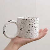 Nordic Style Ink Splatter Black and White Ceramic Mug - Personalized Breakfast Coffee Cow Cup, Couple Water Cup, Gift
