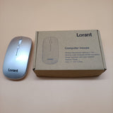 Lorant Computer Mouse, Wireless Bluetooth/2.4G Connection, 800-1200-1600 DPI, Silver
