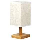 Square Fabric Cover Small Night Light - Nordic Modern Bedroom Decor Bedside Lamp with Remote Control, Solid Wood Table Lamp