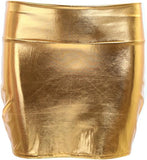 VISKEY Women's Shiny Metallic Mini Skirts for Party Clubwear
