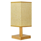 Square Fabric Cover Small Night Light - Nordic Modern Bedroom Decor Bedside Lamp with Remote Control, Solid Wood Table Lamp