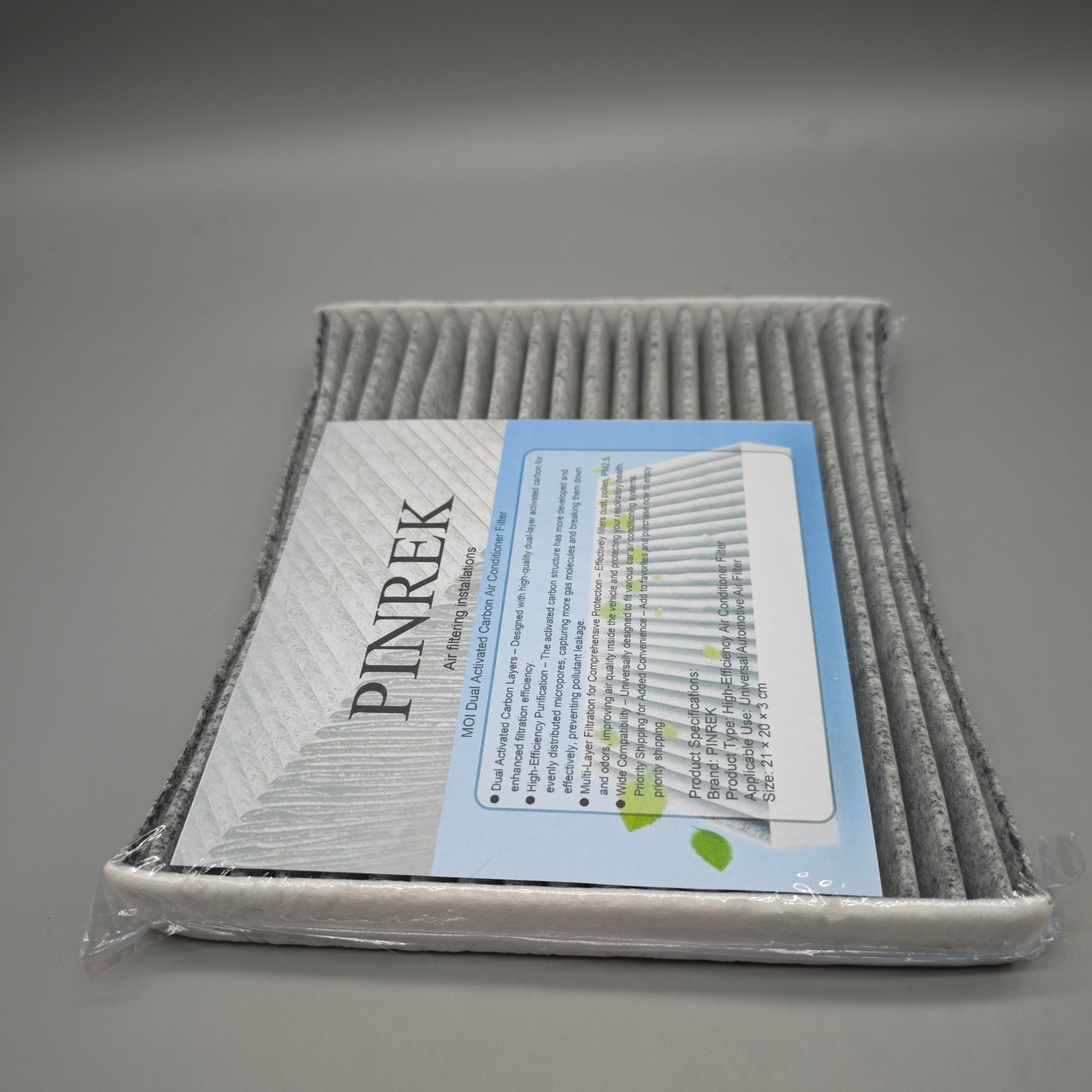 PINREK Air filtering installations – Dual Layer Activated Carbon, High Efficiency, Multi-Layer Protection, Fits Universal Car AC Systems, 21x20x3 cm