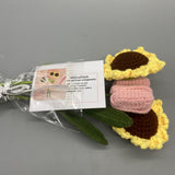 MillionStitch Artificial Flower Arrangements - Cotton Yarn Knit Tulips and Sunflowers, Perfect for Home Decor and Outdoor Use
