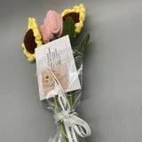 MillionStitch Artificial Flower Arrangements - Cotton Yarn Knit Tulips and Sunflowers, Perfect for Home Decor and Outdoor Use