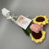 MillionStitch Artificial Flower Arrangements - Cotton Yarn Knit Tulips and Sunflowers, Perfect for Home Decor and Outdoor Use