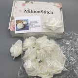 MillionStitch Artificial Flowers of Textile - White Polyester Fiber, 6-7cm Diameter, 4cm Height, Perfect for Home Decor and Crafts