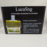 LucaSng Automobile windshield sunshades – 32×13.5cm, Yellow Acrylic Lens, Anti-Glare & UV Protection, Universal Fit with Adjustable Hook (18.5cm)