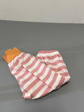 LowProfile Babies' pants, Size 3, Breathable Cotton with Elastic Waist, Soft Striped Pink and White Design with Orange Cuffs