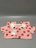 Gavol Baby Bodysuit, Pink Short Sleeve Cotton Onesie with Strawberry Print, 3-6 Months Infant Romper