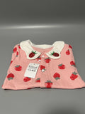 Gavol Baby Bodysuit, Pink Short Sleeve Cotton Onesie with Strawberry Print, 3-6 Months Infant Romper