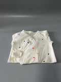 Rutoe Baby Bodysuits, Cotton Infant Onesies, 3-6 Months, White with Orange, Blue, and Red Polka Dot Pattern