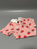 Gavol Baby Bodysuit, Pink Short Sleeve Cotton Onesie with Strawberry Print, 3-6 Months Infant Romper
