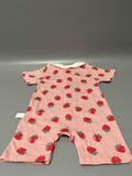 Gavol Baby Bodysuit, Pink Short Sleeve Cotton Onesie with Strawberry Print, 3-6 Months Infant Romper