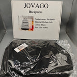 JOVAGO Backpacks for Men & Women, 15.6 Inch Oxford Fabric Laptop Backpack, Water-Resistant Travel & Work Bag, Black
