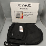JOVAGO Backpacks for Men & Women, 15.6 Inch Oxford Fabric Laptop Backpack, Water-Resistant Travel & Work Bag, Black